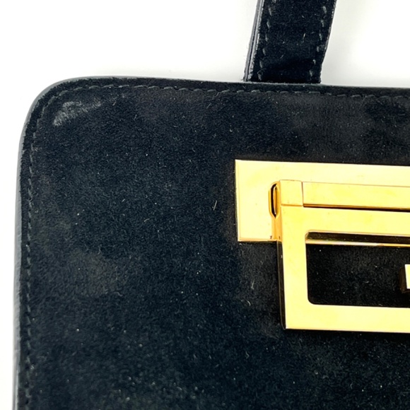 Authentic Vintage GUCCI Suede Black Mini Top Handle Satchel Bag - Picture 13 of 16